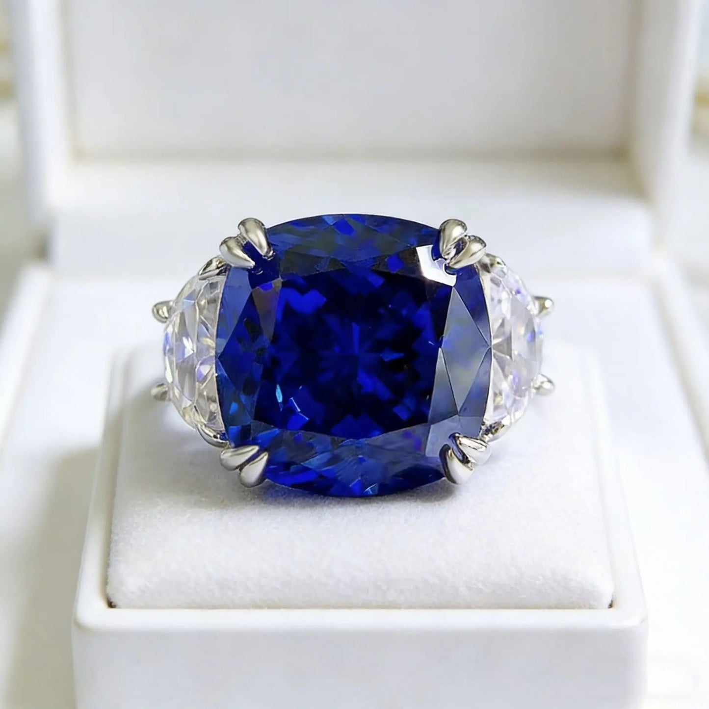 Lyee Cyee Cushion Cut Moissanite Engagement Ring Gold Plated Silver