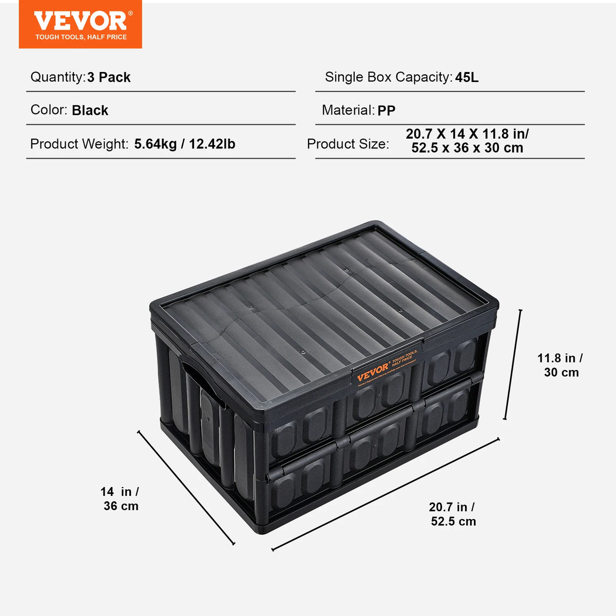 Set Of 3 Stackable Collapsible Storage Bins With Lids