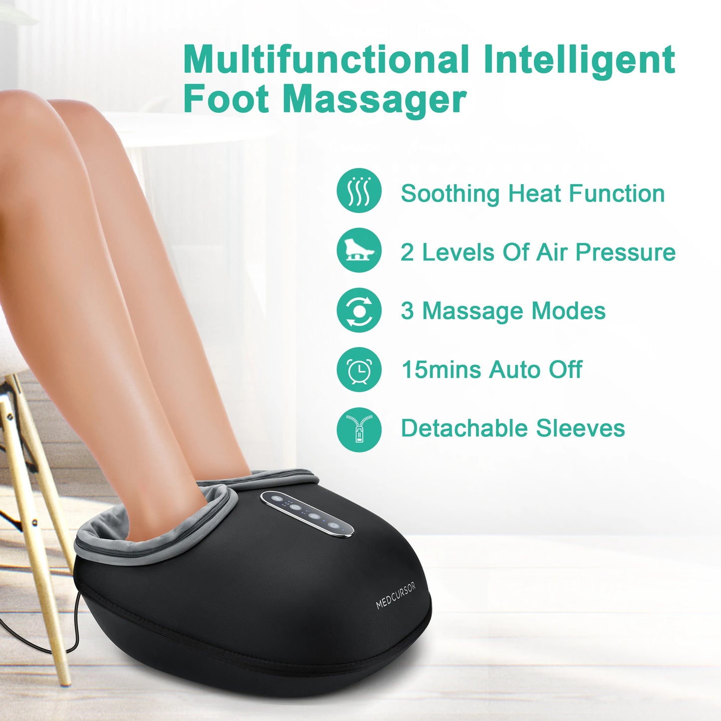 Medcursor Shiatsu Heated Foot Massager With Wrap Around Rollers