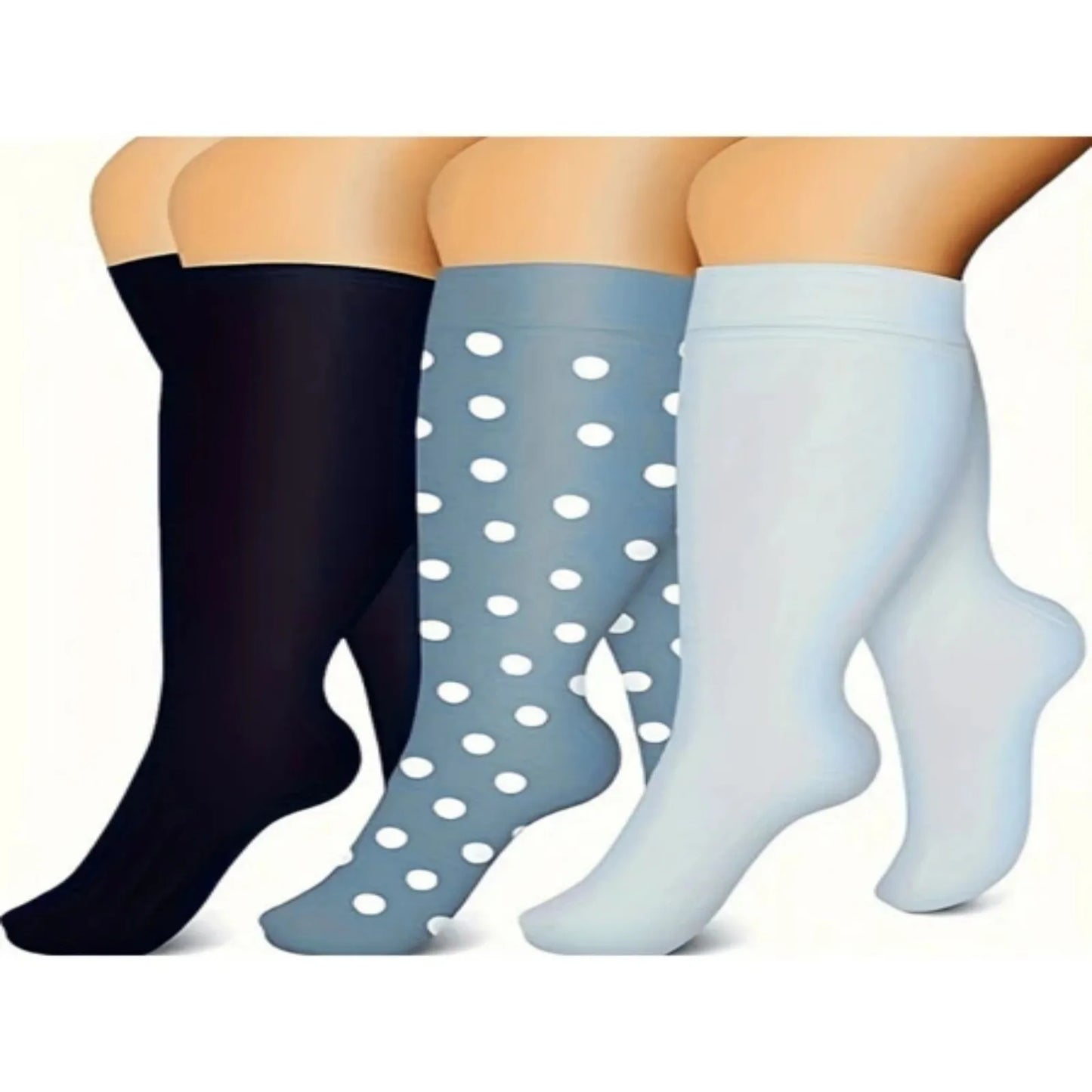 Nylon Knee High Compression Socks For Wide Calves