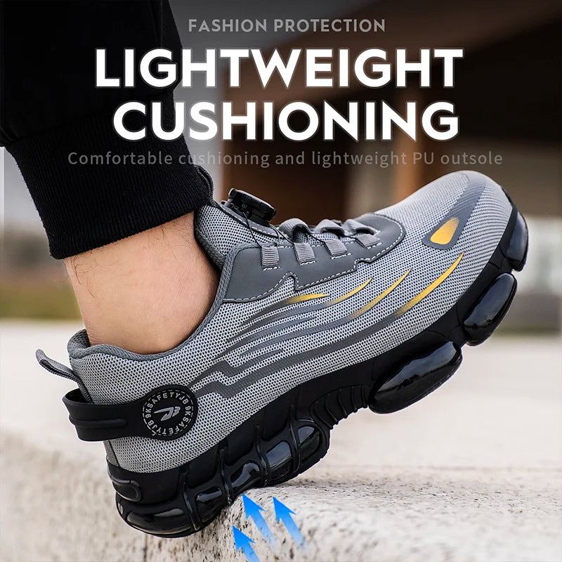 Men Breathable Lace Free Anti Puncture Safety Shoes Soft Sole
