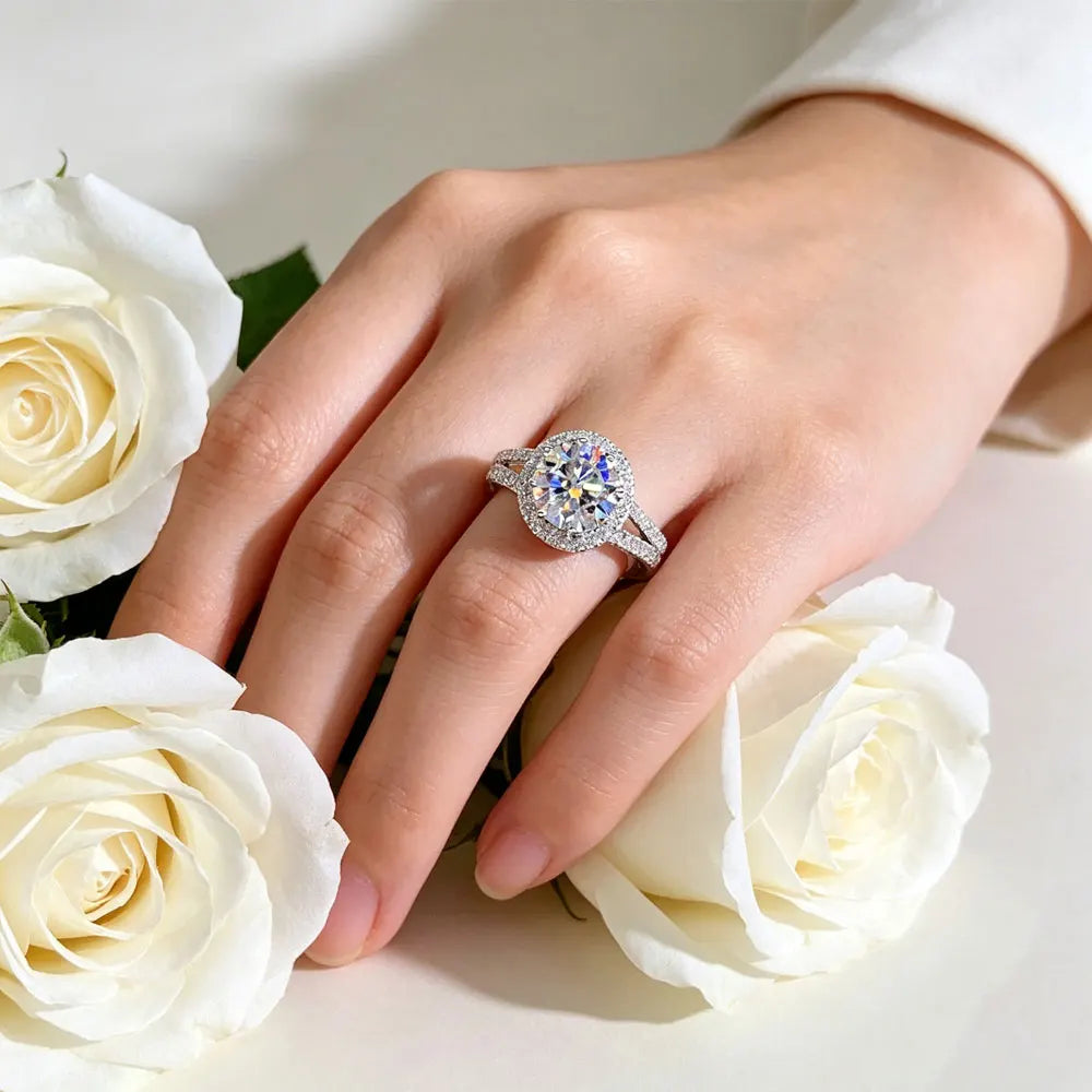 Lyee Cyee 925 Sterling Silver Moissanite Fine Engagement Ring
