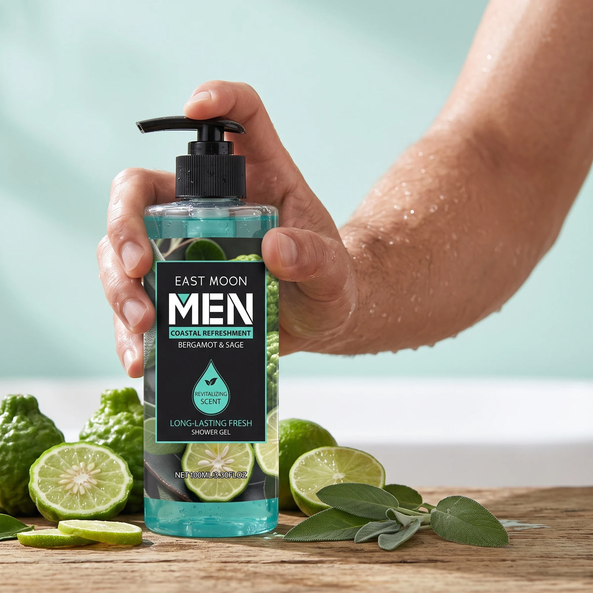 East Moon Bergamot Sage Men Deep Cleansing Shower Gel