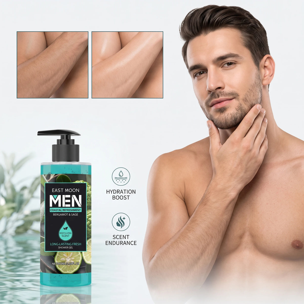 East Moon Bergamot Sage Men Deep Cleansing Shower Gel