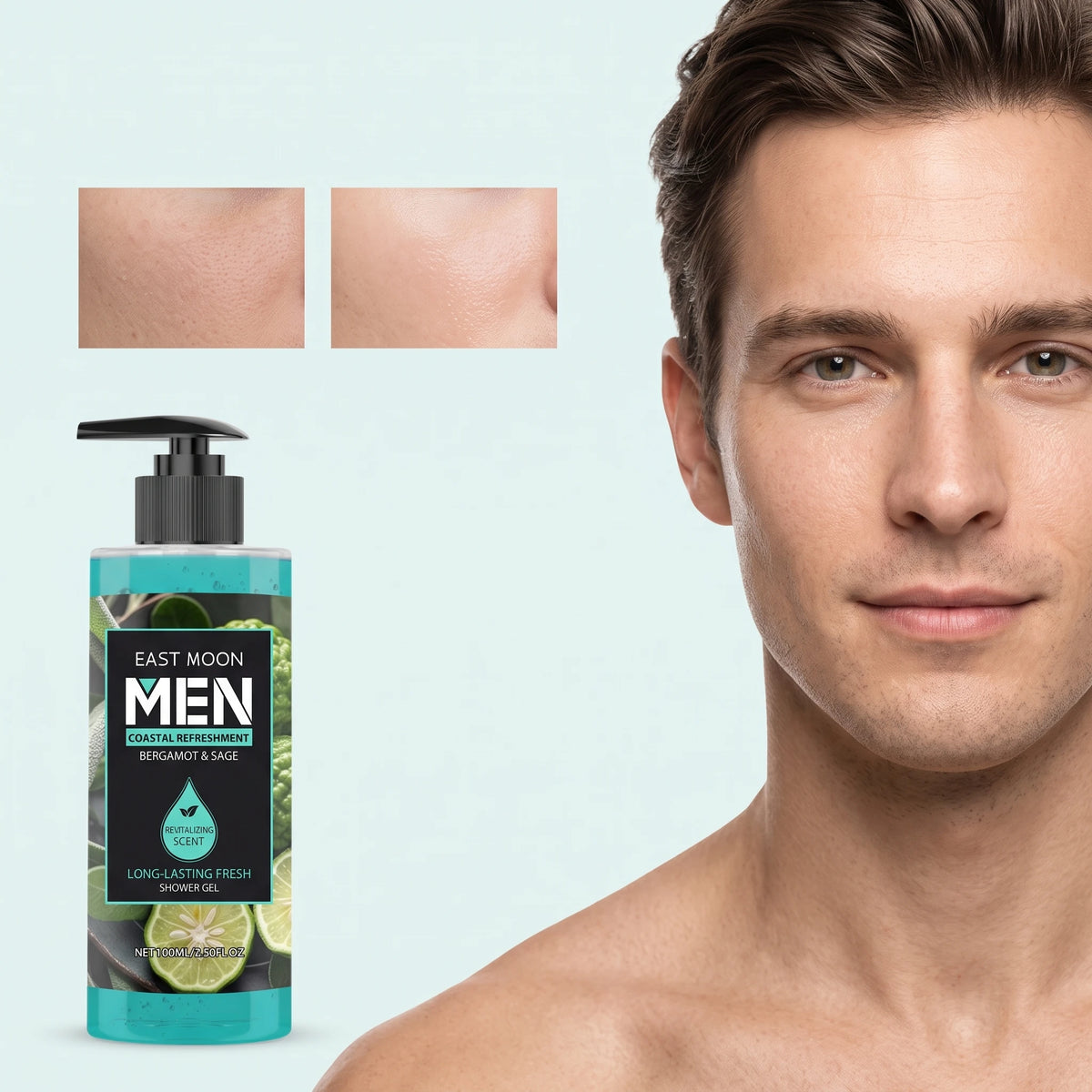 East Moon Bergamot Sage Men Deep Cleansing Shower Gel