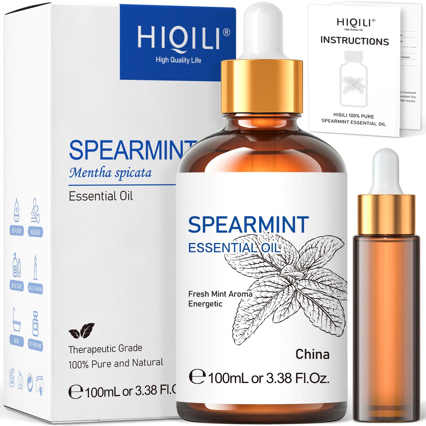 HIQILI Spearmint Vanilla Rose Cinnamon Lemon Essential Oil