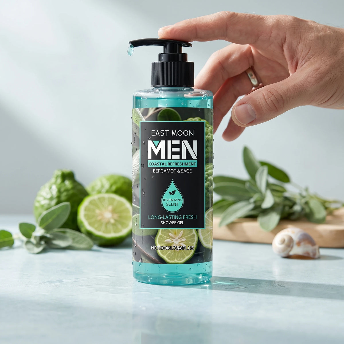 East Moon Bergamot Sage Men Deep Cleansing Shower Gel