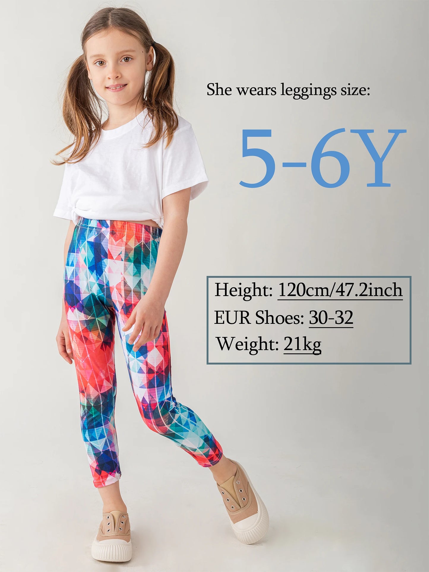 Girls 6 Pack Assorted Tie Dye Stretchy Kids Leggings