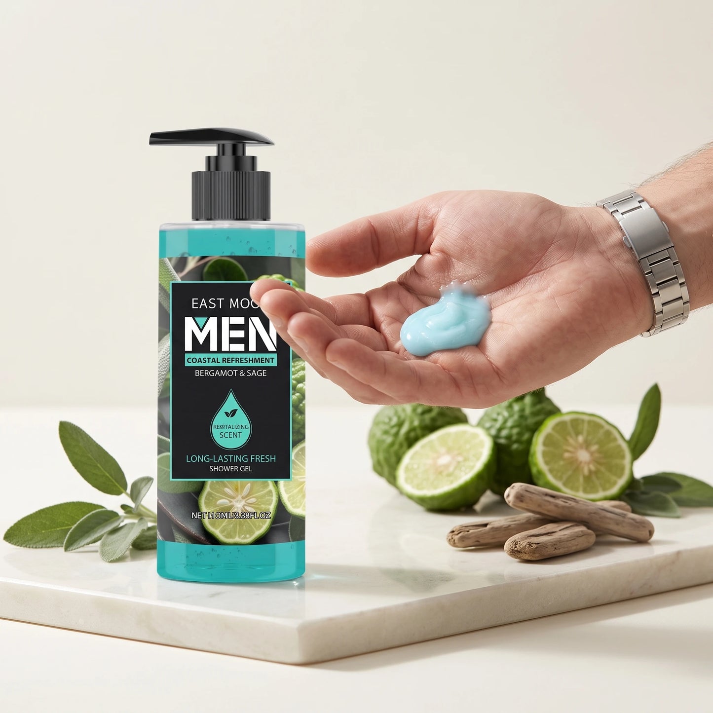 East Moon Bergamot Sage Men Deep Cleansing Shower Gel