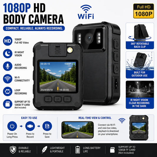 1080P HD WiFi Body Camera With IR Night Vision Clip