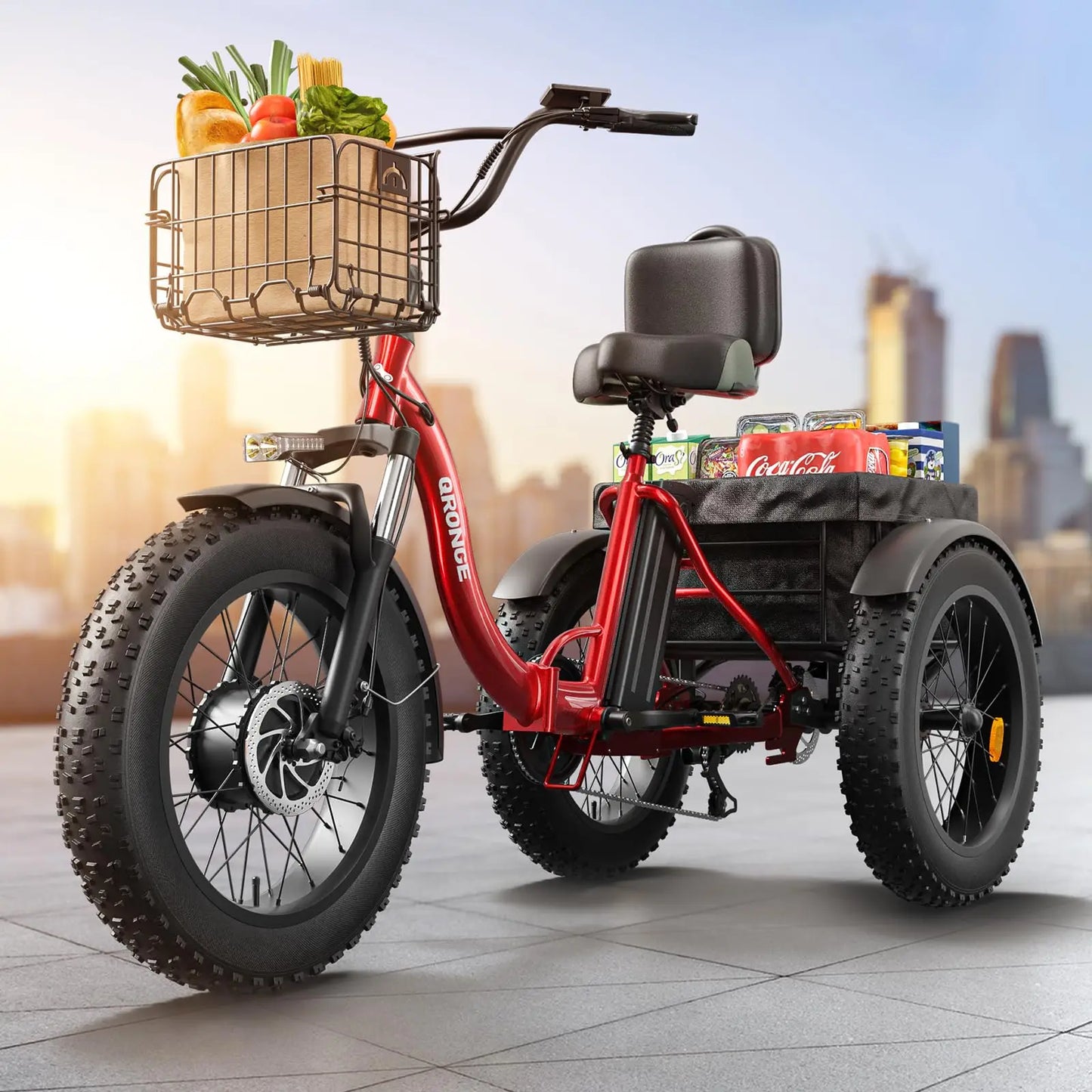 Qronge 960W Peak Motor Adult Folding Electric Tricycle