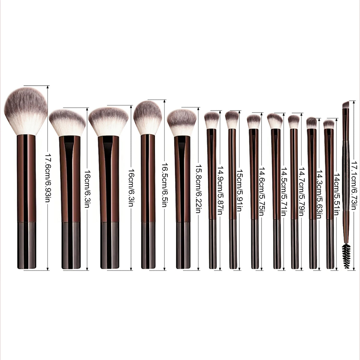 Professional 13 Piece Makeup Brush Set Wood Handles Synthetic Bristles