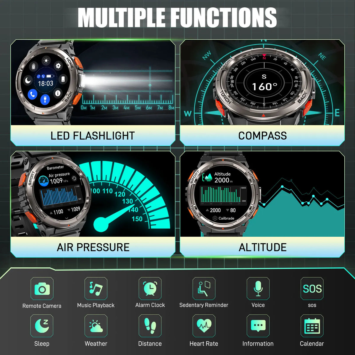 EIGIIS KE5 Smartwatch With Compass Barometer And Waterproof Design
