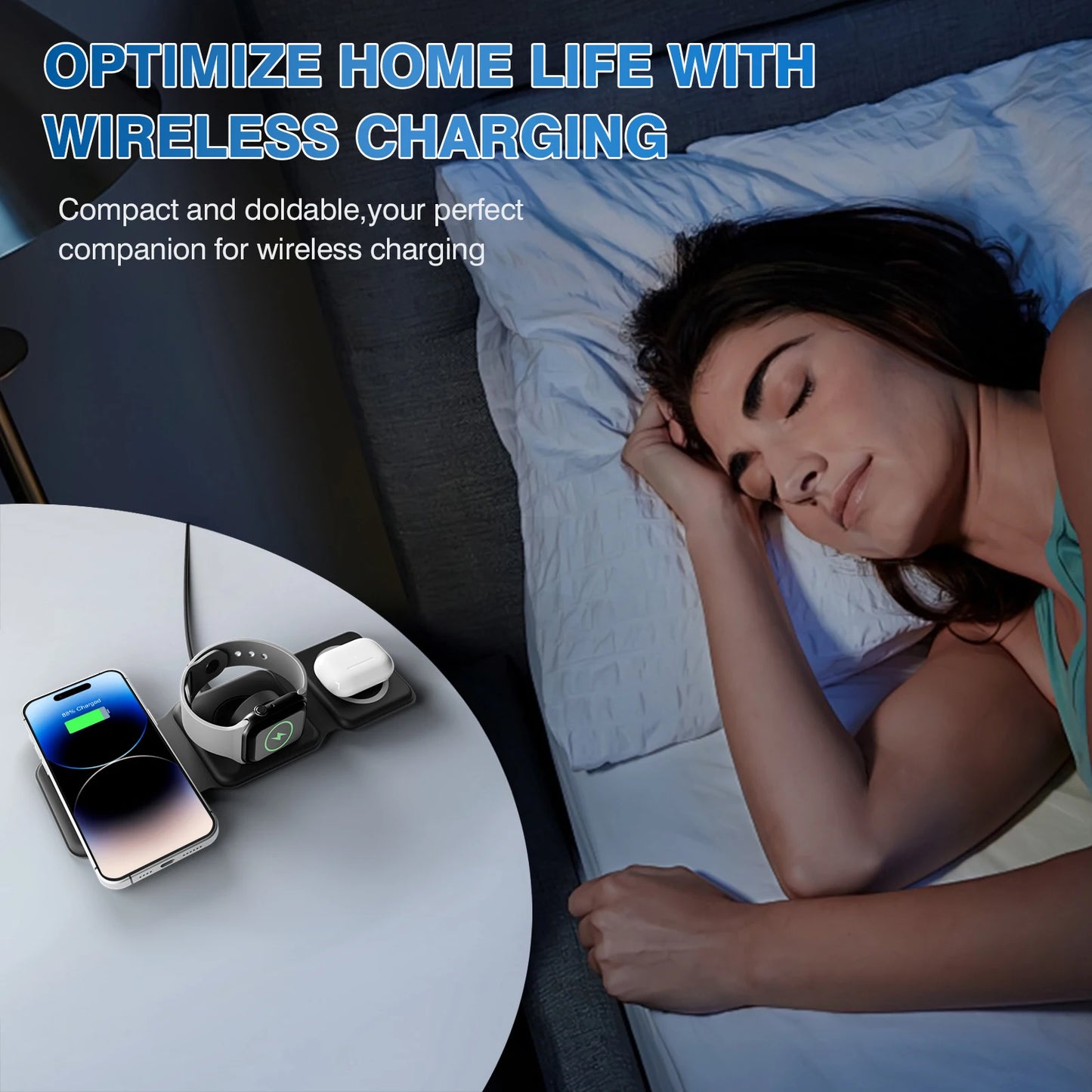 15W Magnetic Wireless 3 In 1 Foldable Charging Station