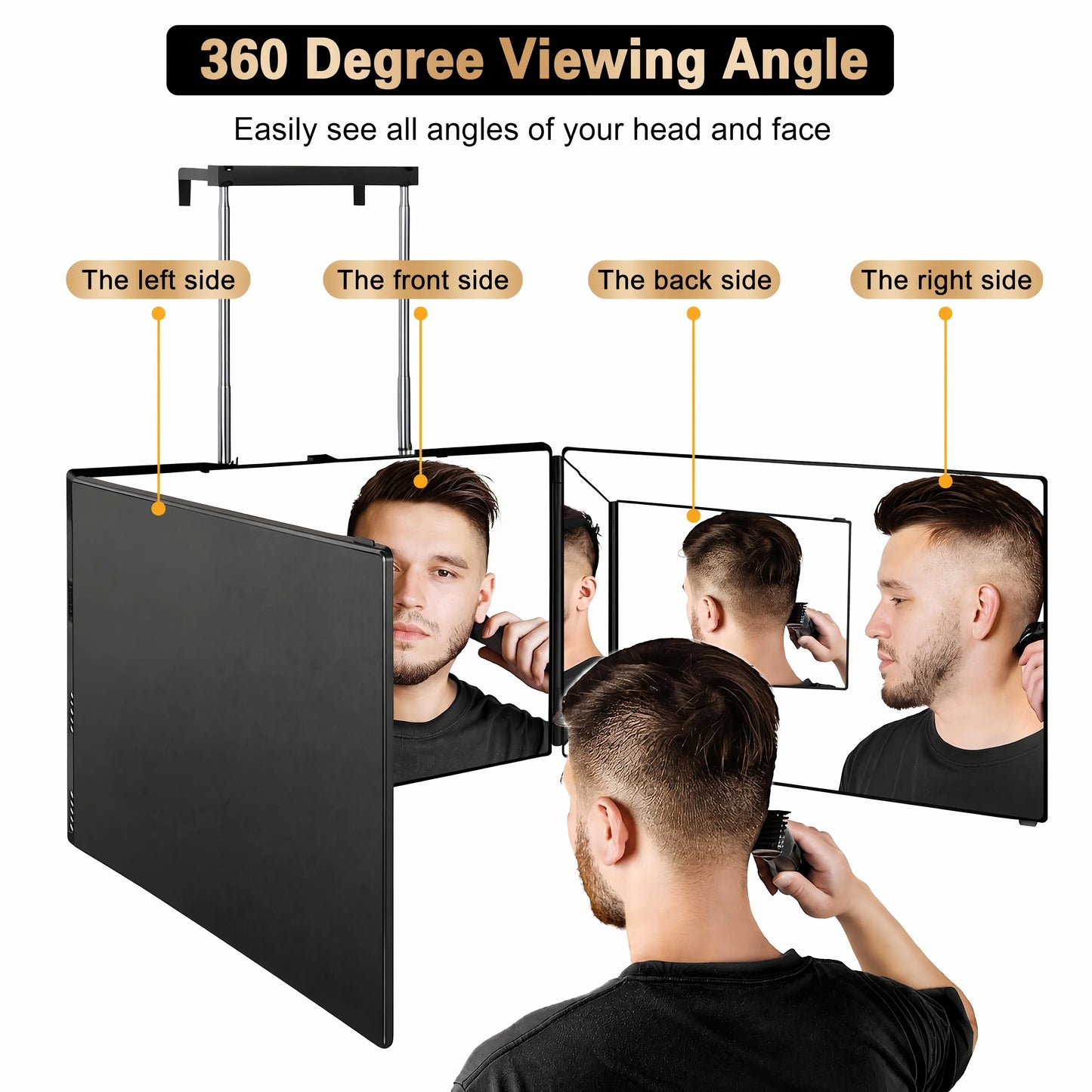 Adjustable Trifold Barber Mirror For Home Hair Styling