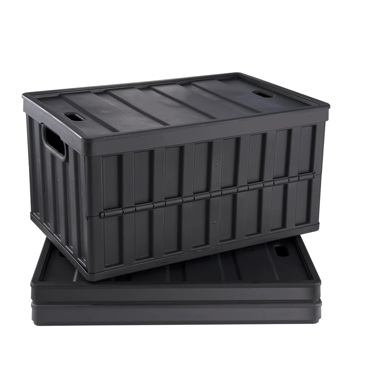 Set Of 3 Stackable Collapsible Storage Bins With Lids