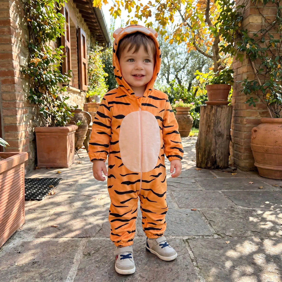 Pudcoco Infant Hooded Plush Romper Cartoon Animal Winter Jumpsuit
