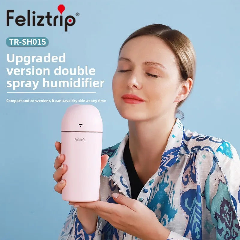 Portable Dual Nozzle Humidifier With Silent Mist And Night Light