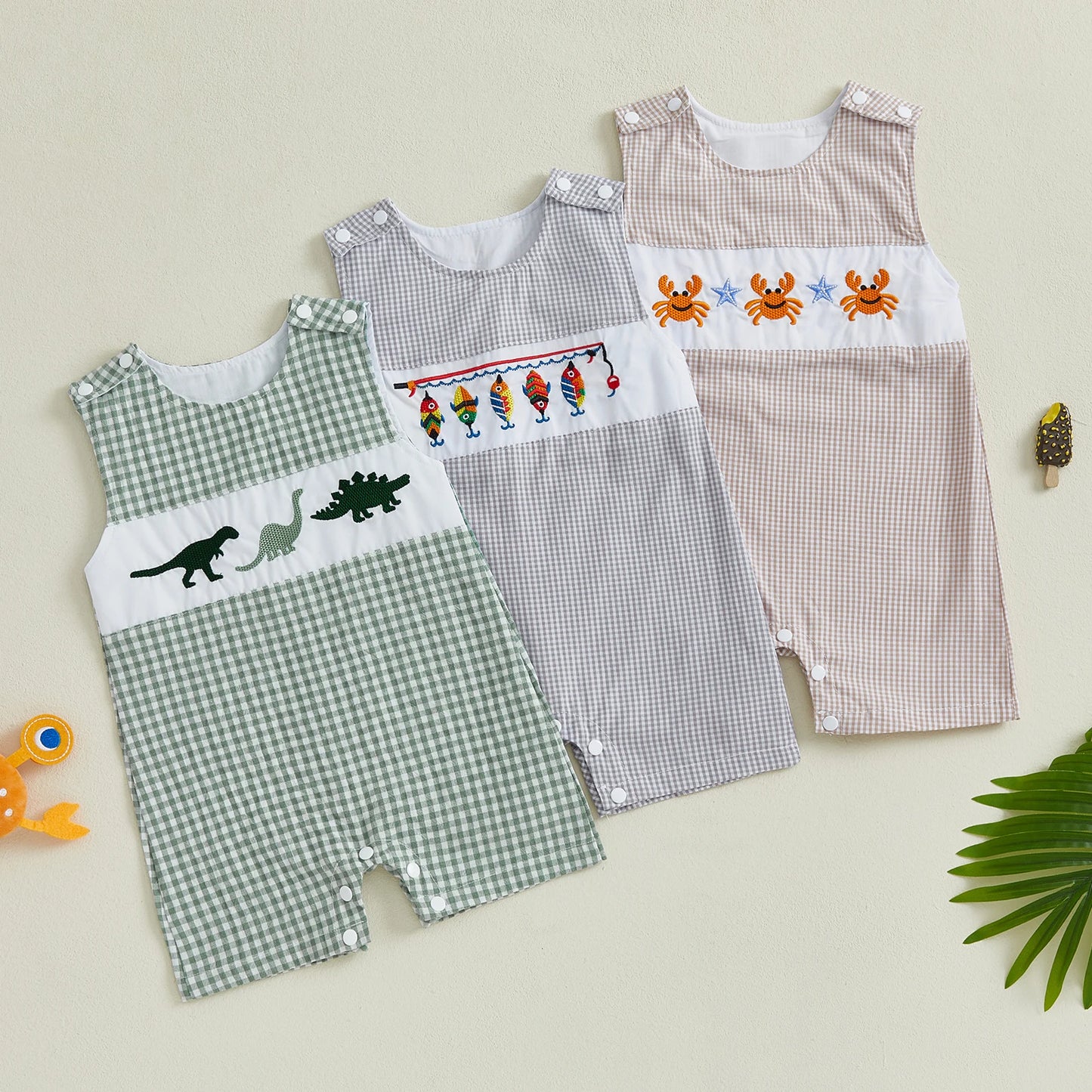 Cotton Polyester Baby Romper With Embroidery And Buttons