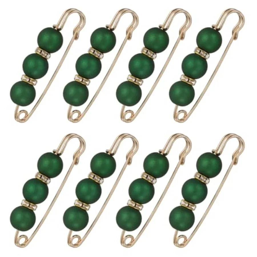 Pearl Crystal Safety Pin Brooch Decorative Fashion Clothing Accessory