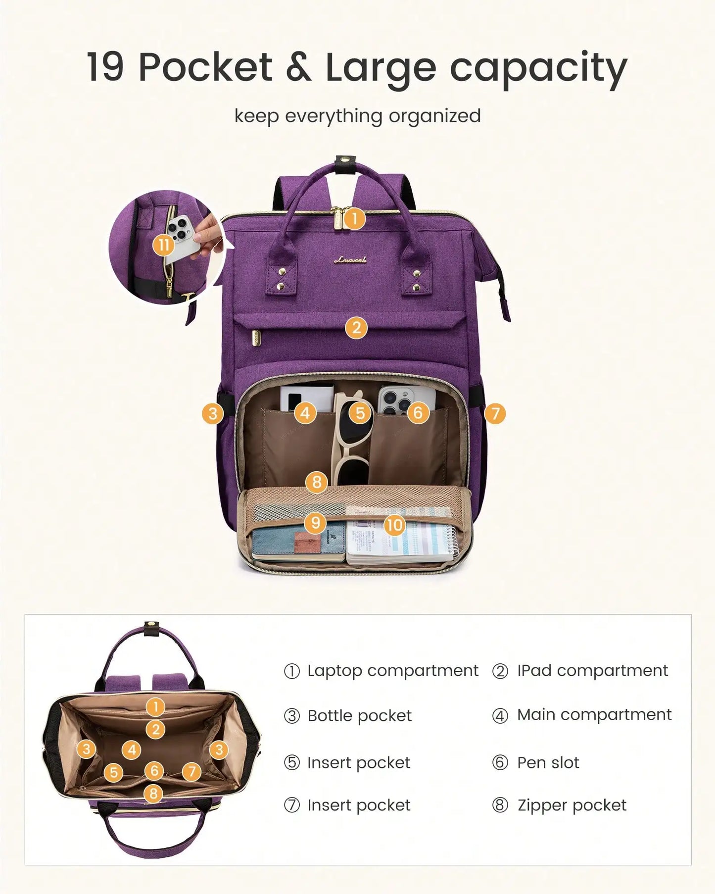 Stylish Nylon Laptop Backpack For Travel Work And College