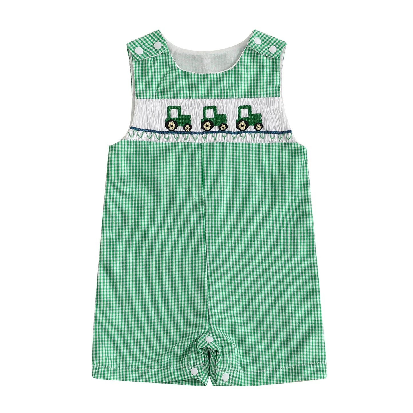 Cotton Polyester Baby Romper With Embroidery And Buttons