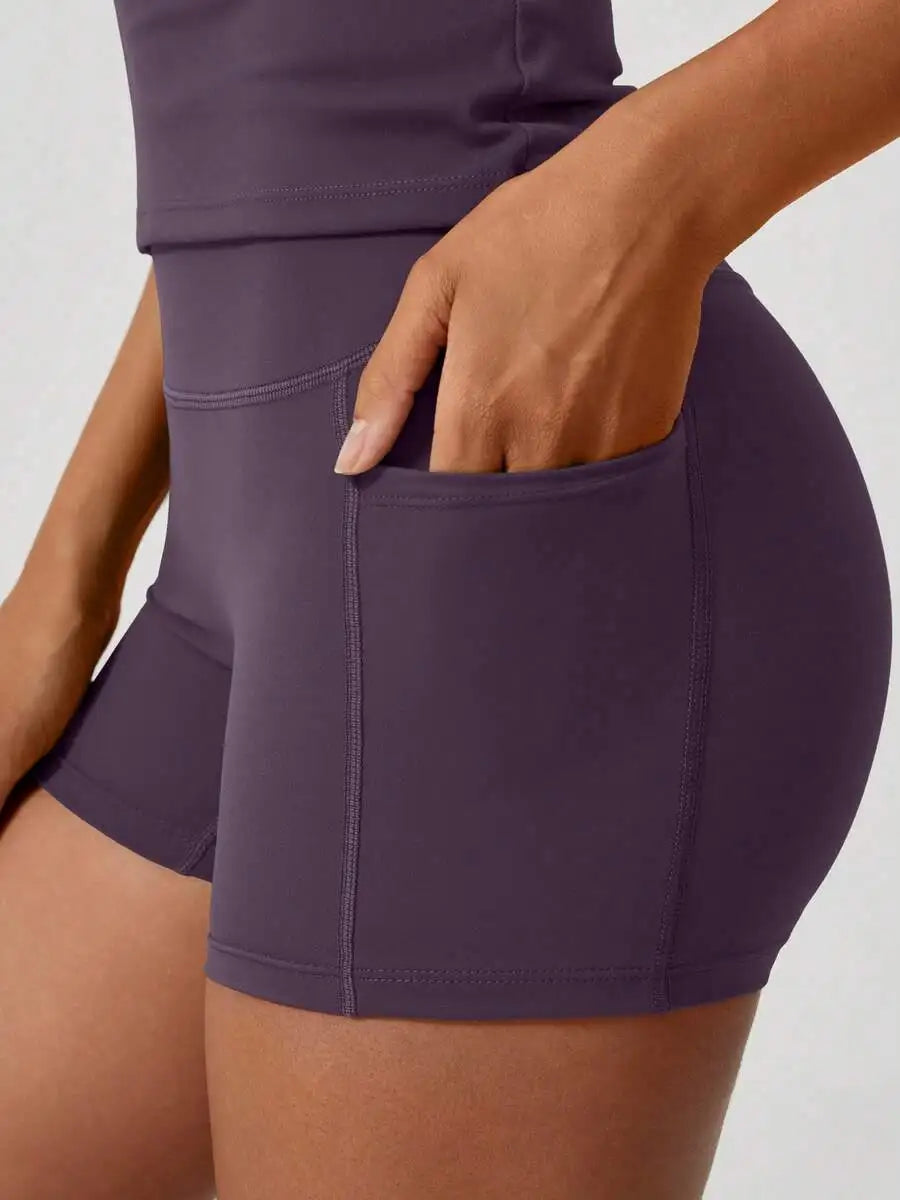 Women's Seamless High Waist Tummy Control Yoga Shorts Set
