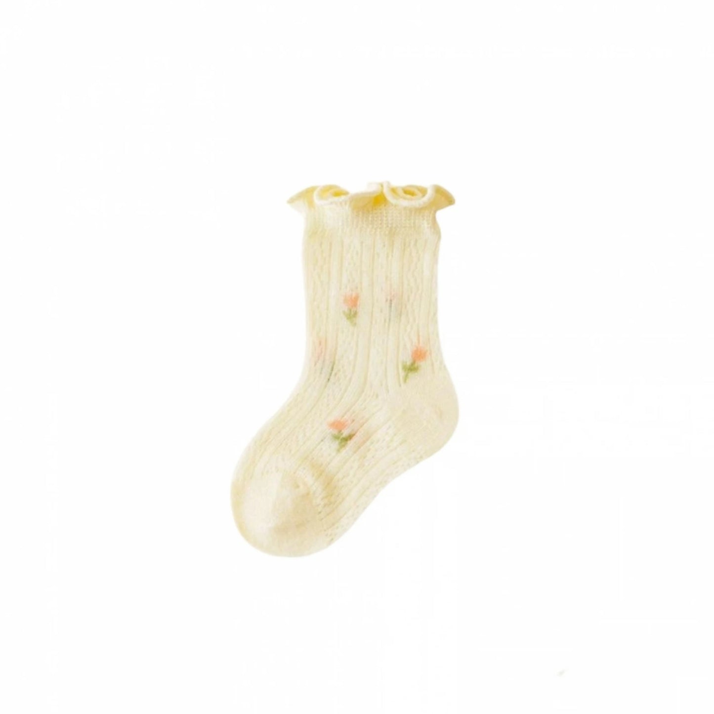 Soft Breathable Floral Mesh Crew Socks For Baby Girls