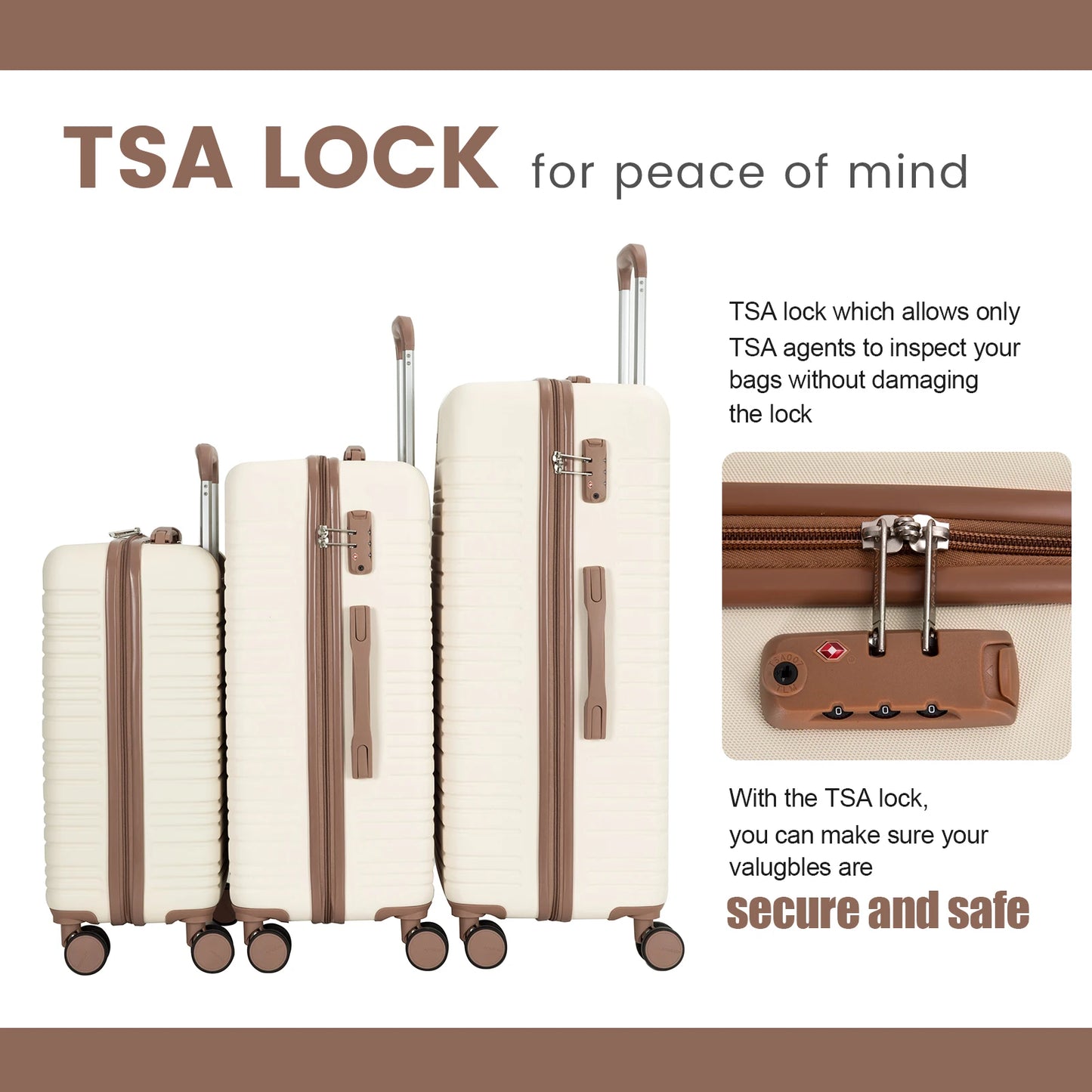 Travelhouse ABS Hard Case Luggage Set TSA Lock Spinner Wheels