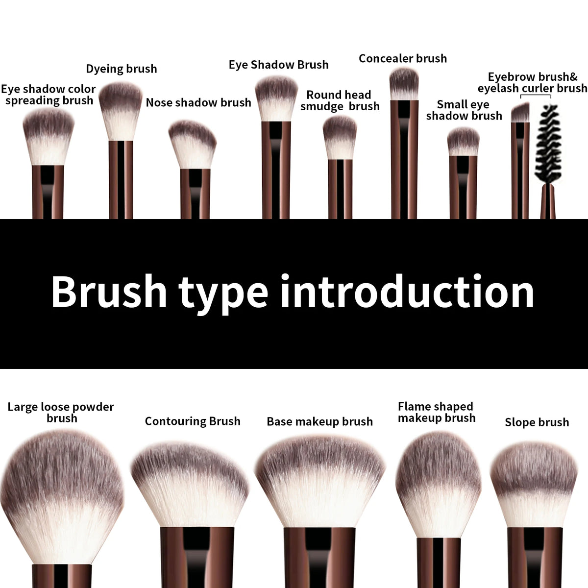 Professional 13 Piece Makeup Brush Set Wood Handles Synthetic Bristles
