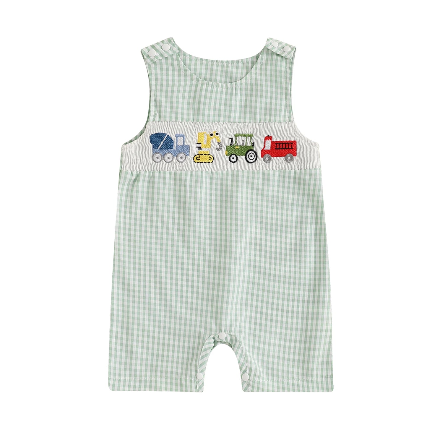 Cotton Polyester Baby Romper With Embroidery And Buttons