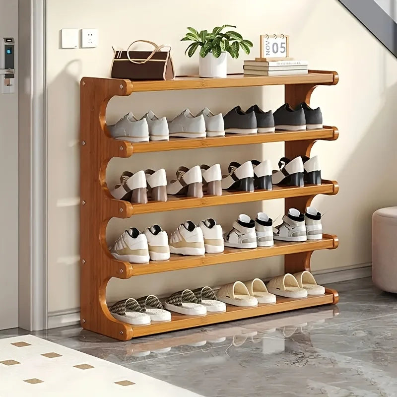 Premium Wood Grain Shoe Rack With Practical Multi Shelf Storage