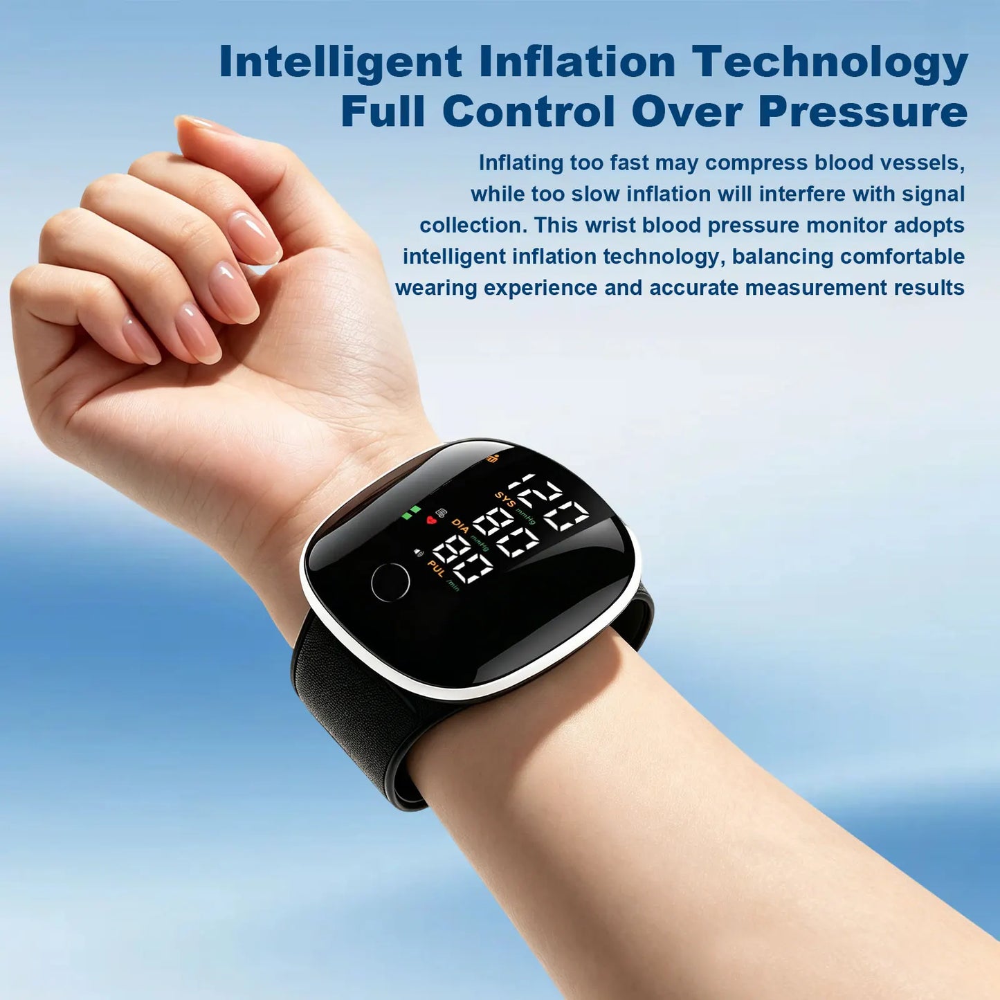 Rechargeable Wrist Blood Pressure Monitor With Voice And Heart Rate