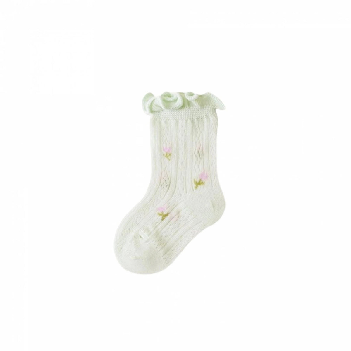 Soft Breathable Floral Mesh Crew Socks For Baby Girls
