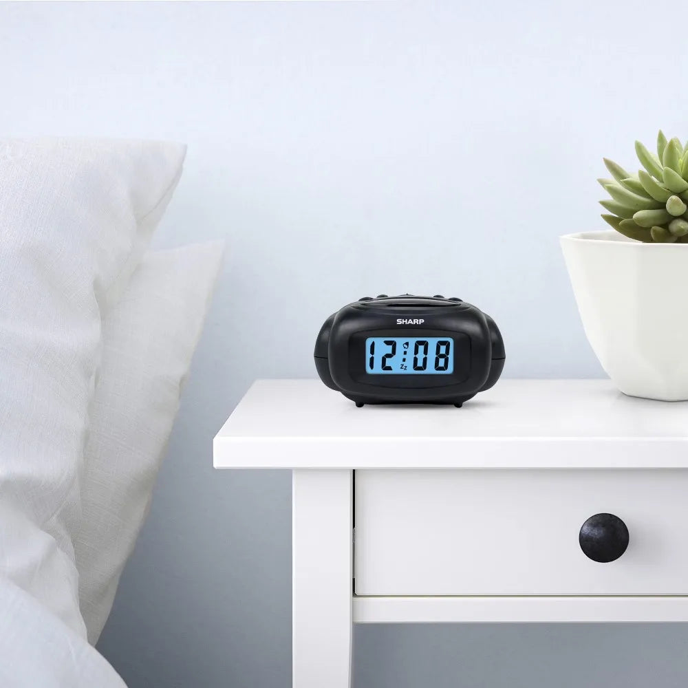 Portable Battery Digital Alarm Clock With LCD Screen And Snooze