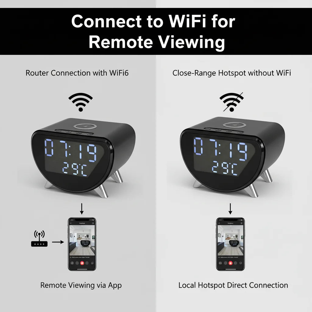 4K WiFi Clock Camera With Motion Detection And Wireless Charging