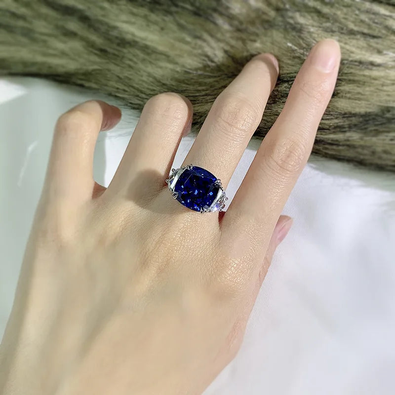 Lyee Cyee Cushion Cut Moissanite Engagement Ring Gold Plated Silver