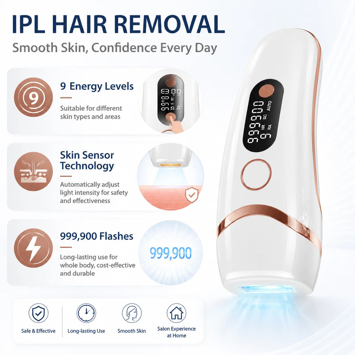 LYSMOSKI Unlimited Flashes IPL Hair Removal Device For Home Use