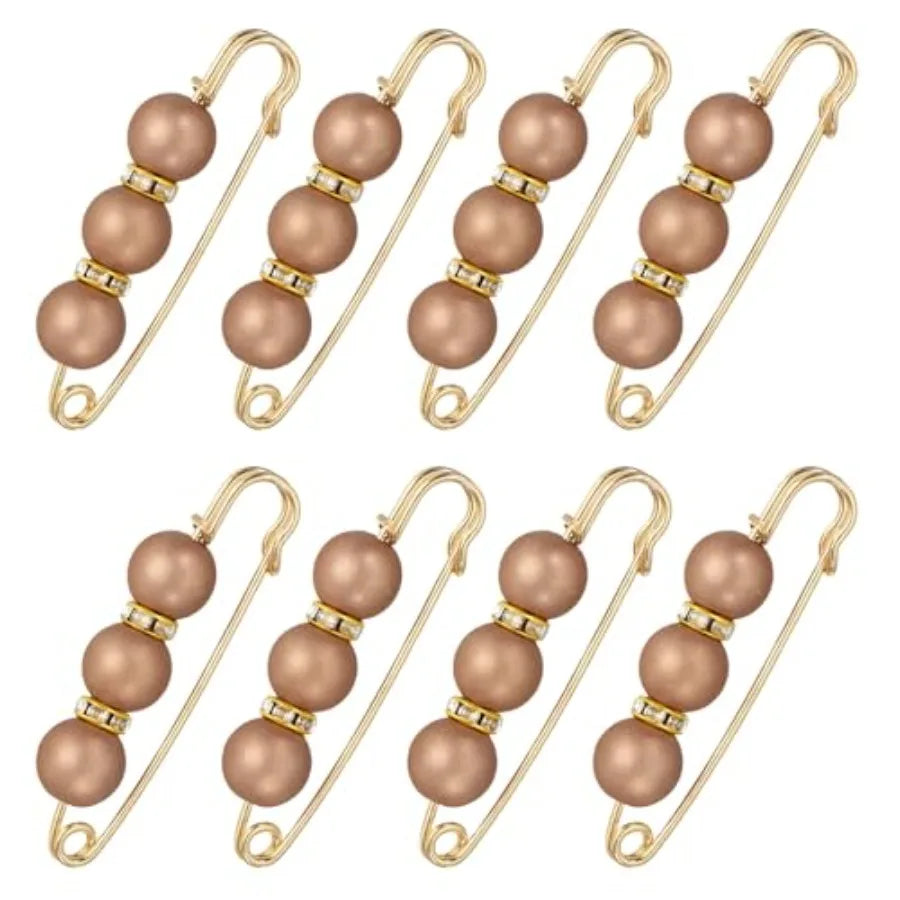 Pearl Crystal Safety Pin Brooch Decorative Fashion Clothing Accessory