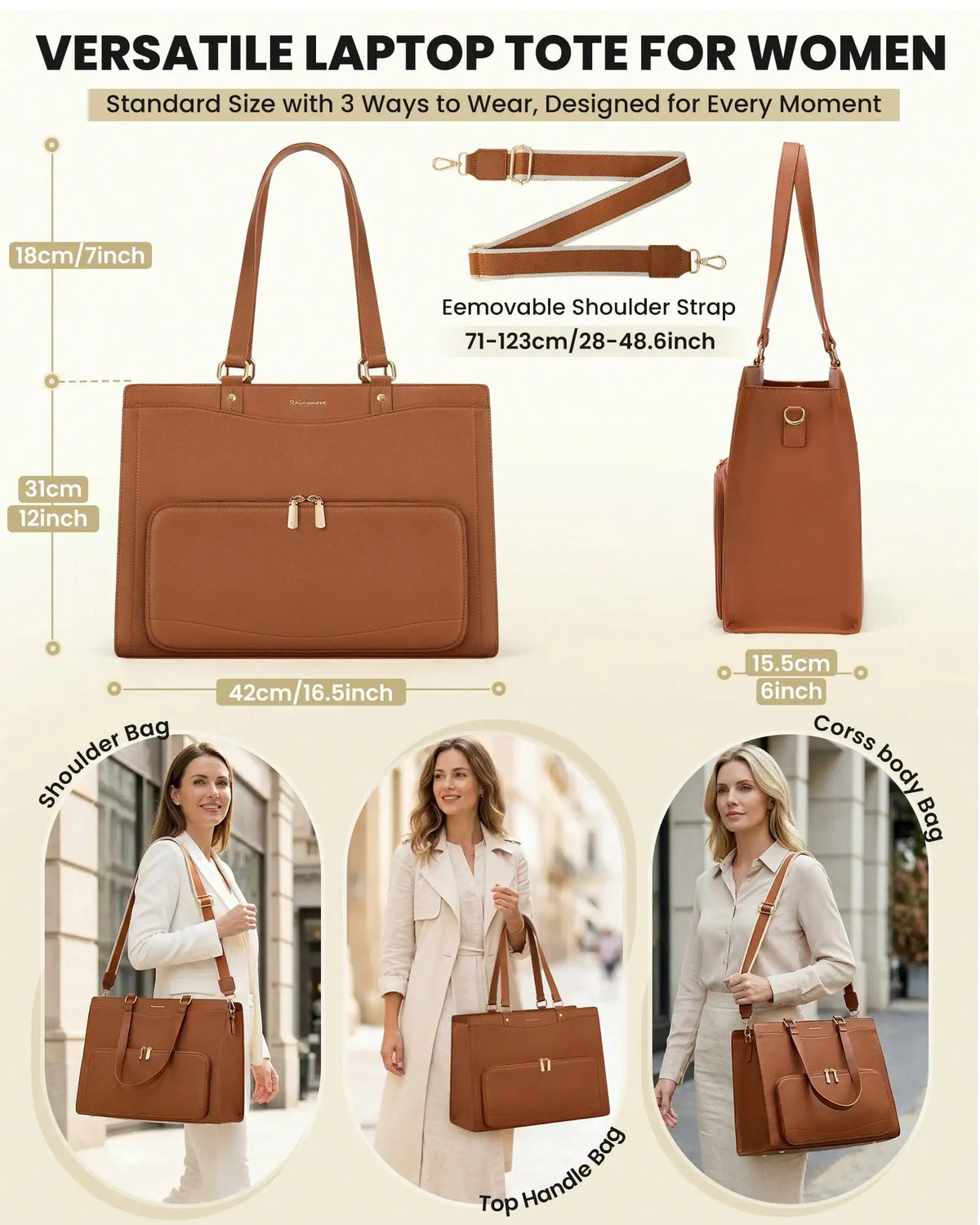 Professional Water Resistant Laptop Tote With Insulated Lunch Bag