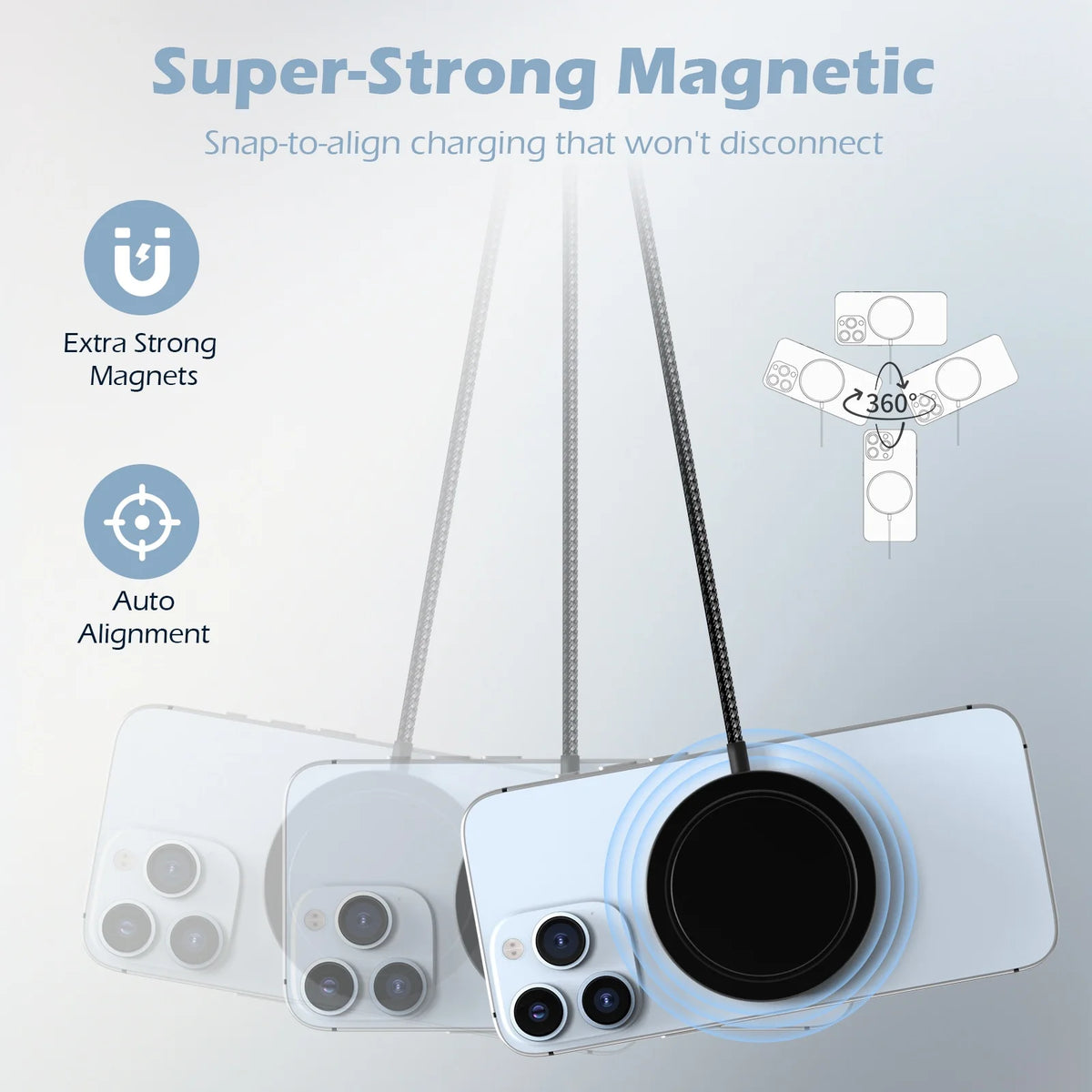 Magnetic Wireless Charger Fast Charging Pad With Cable For iPhone