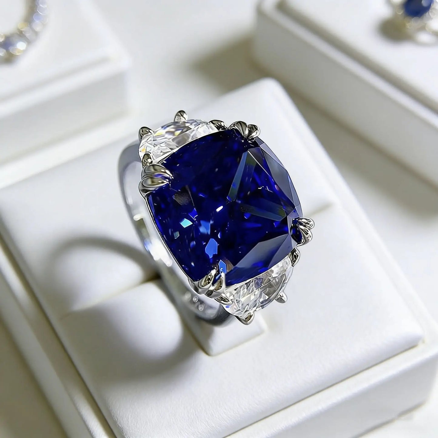 Lyee Cyee Cushion Cut Moissanite Engagement Ring Gold Plated Silver