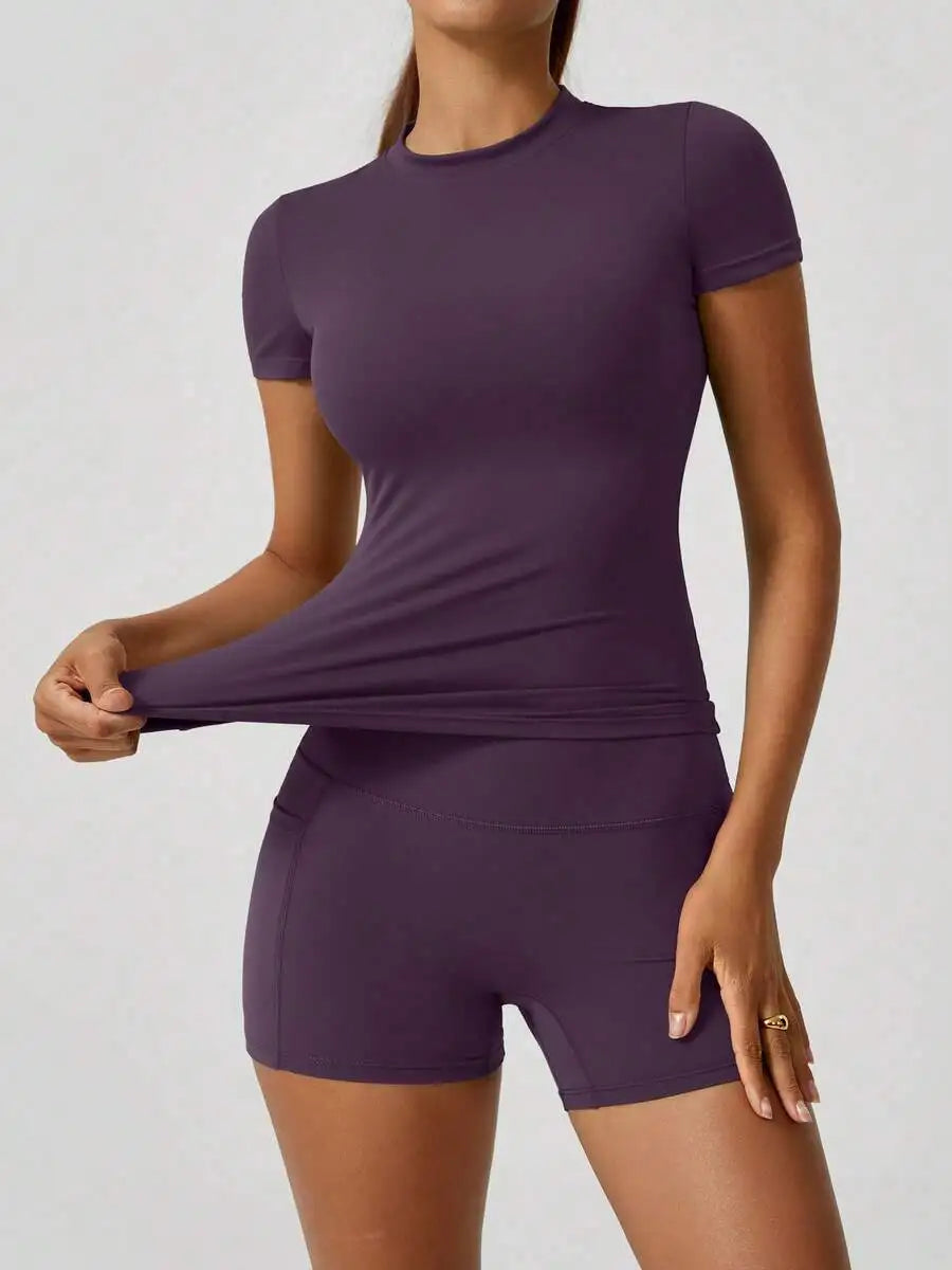 Women's Seamless High Waist Tummy Control Yoga Shorts Set