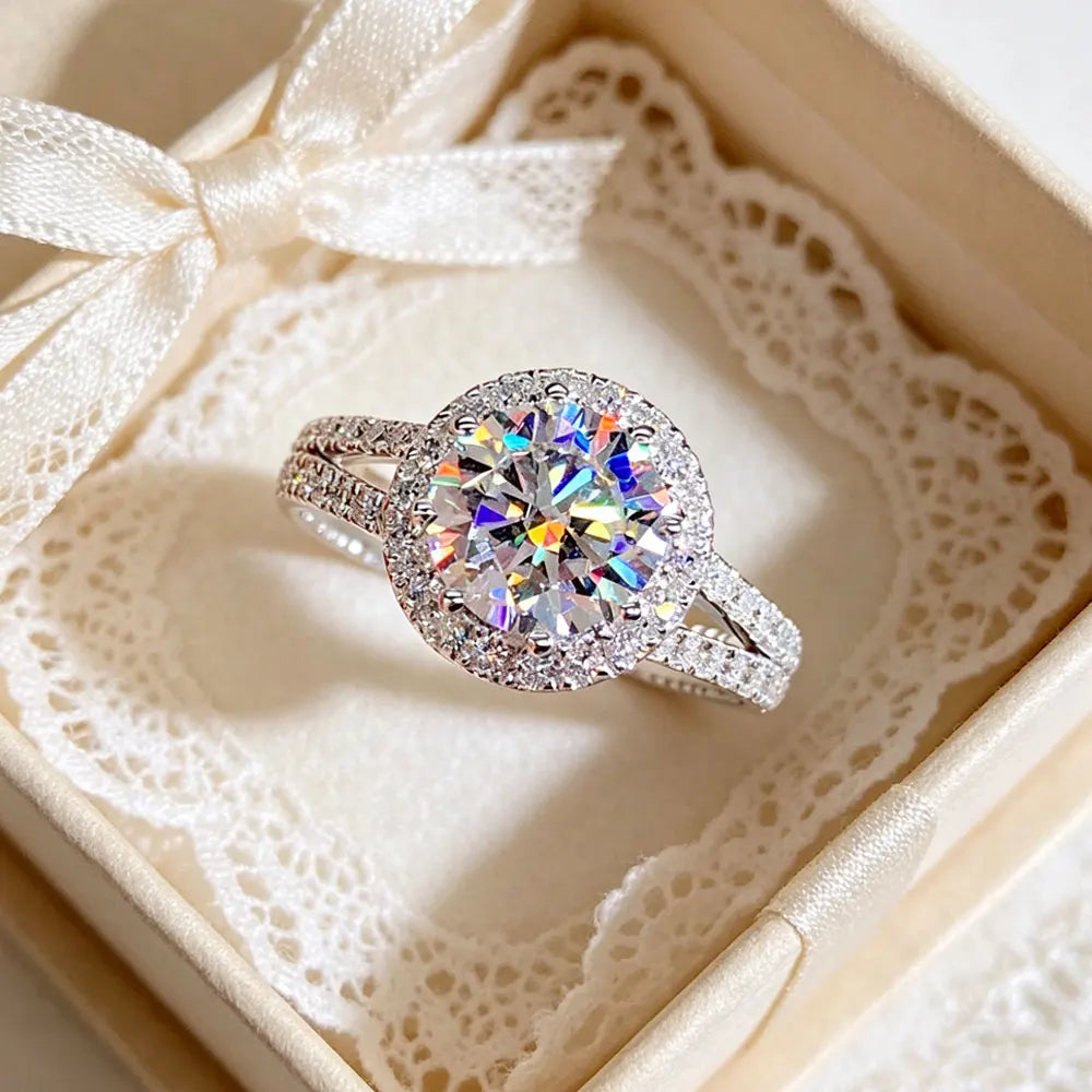 Lyee Cyee 925 Sterling Silver Moissanite Fine Engagement Ring