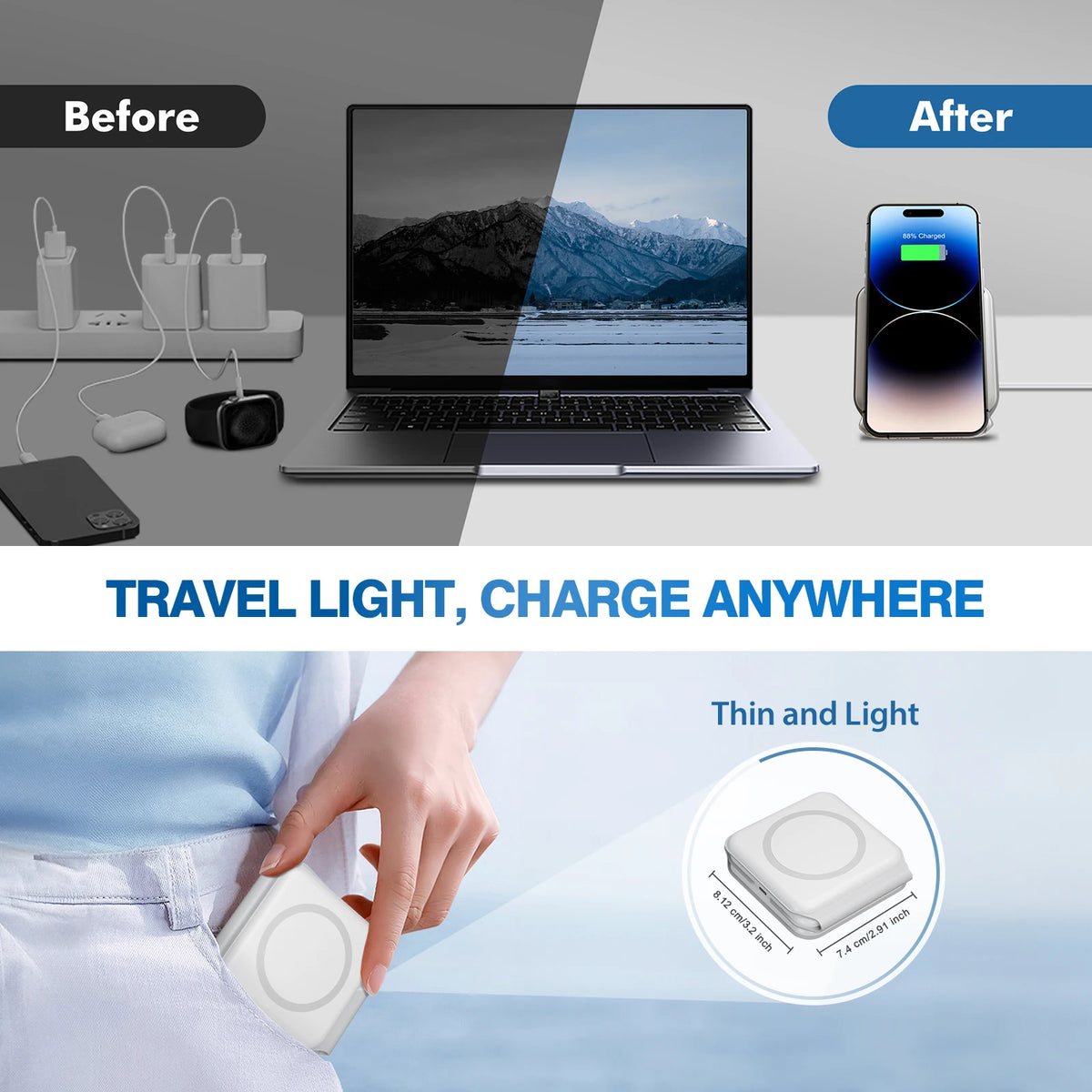 15W Magnetic Wireless 3 In 1 Foldable Charging Station