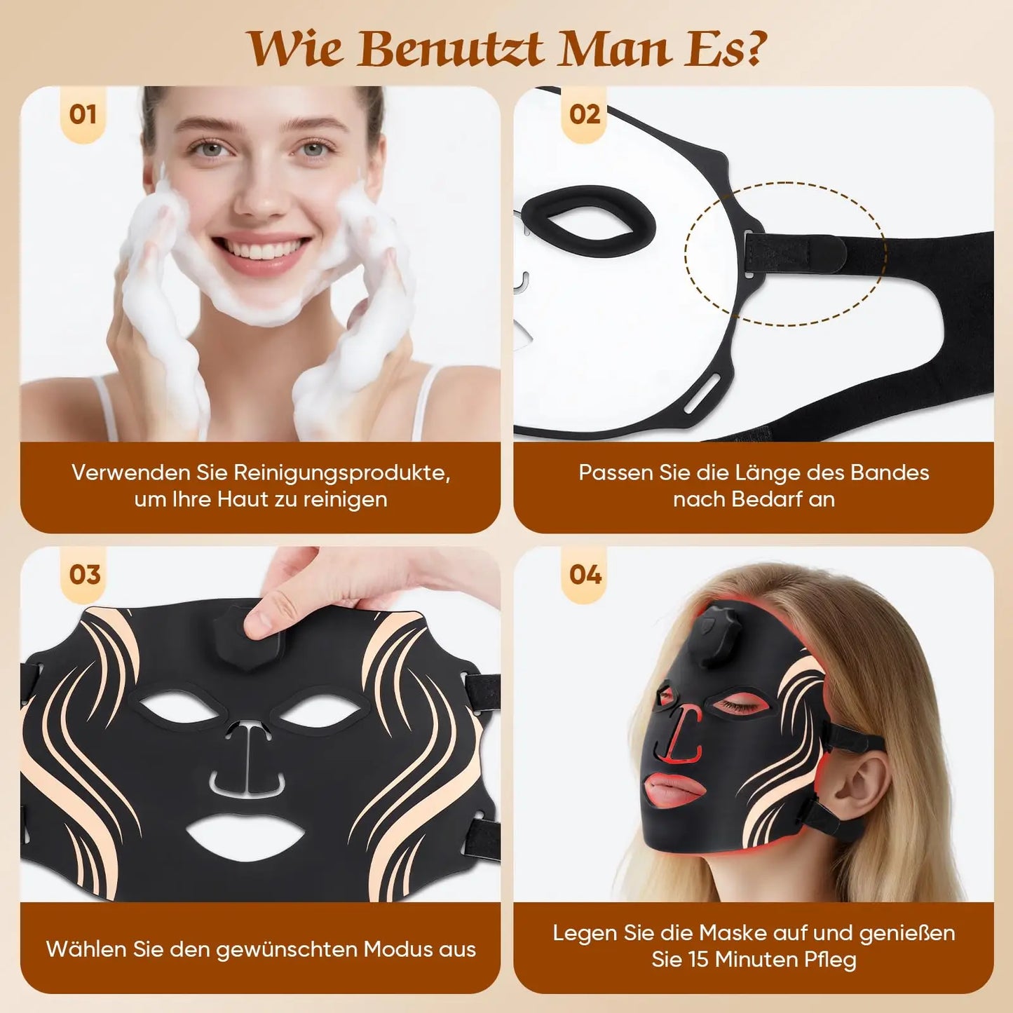 UBilli LED Face Mask Red Light Therapy Anti Aging Skincare