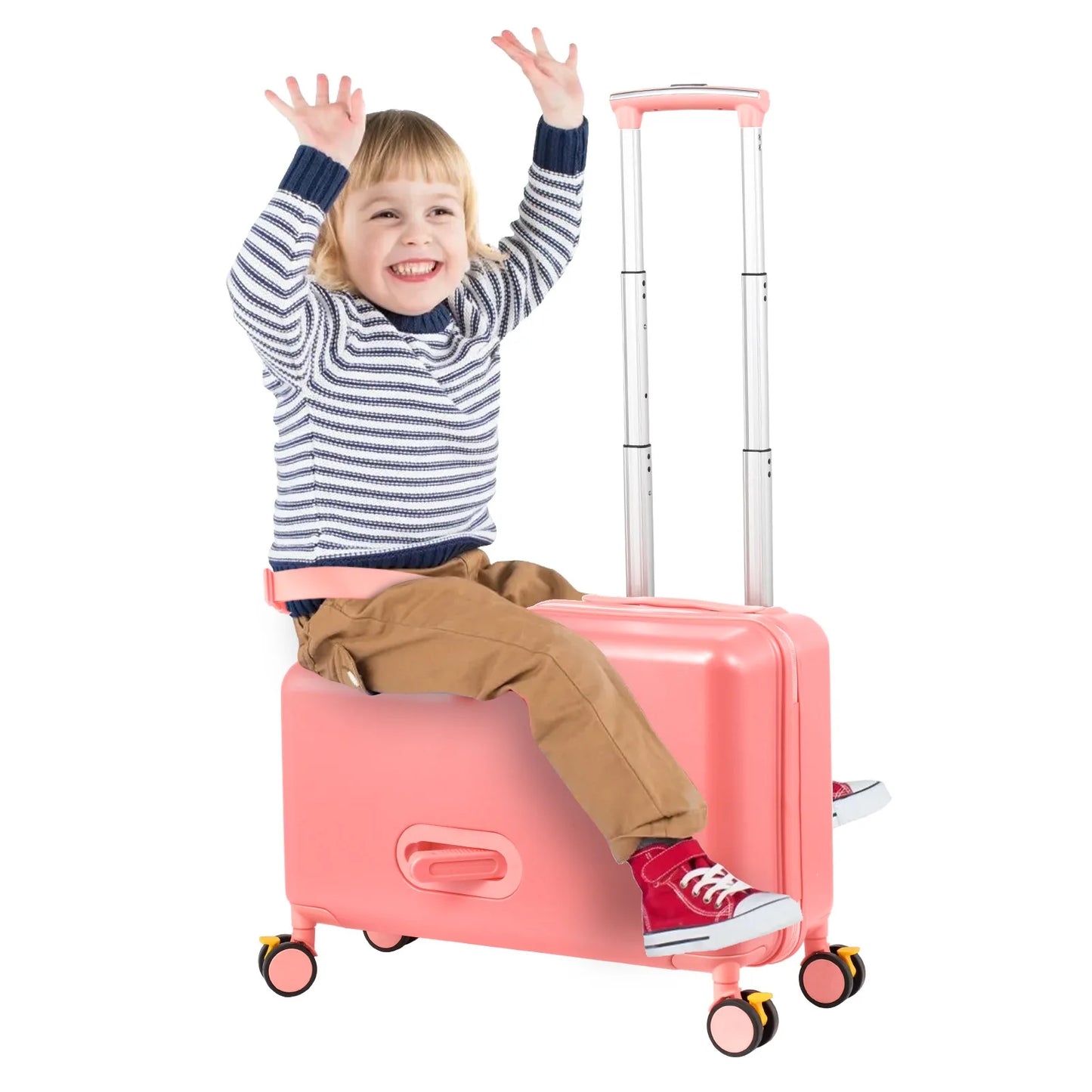 Kids Ride On Luggage With Foot Pedal And Safety Harness