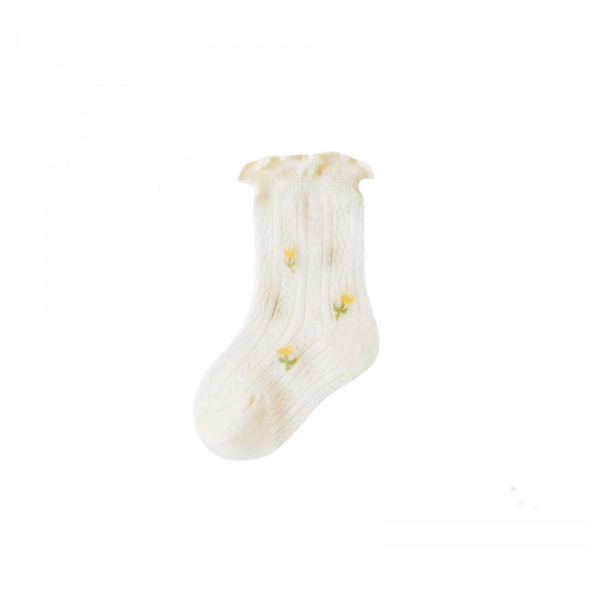 Soft Breathable Floral Mesh Crew Socks For Baby Girls