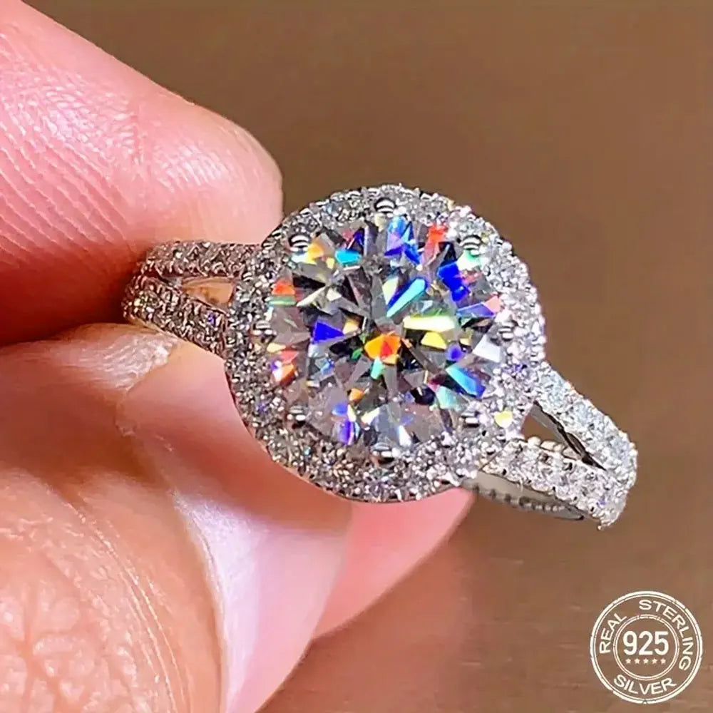Lyee Cyee 925 Sterling Silver Moissanite Fine Engagement Ring