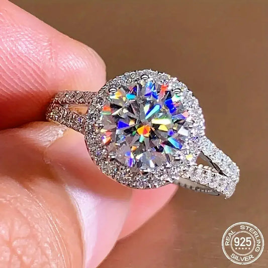 Lyee Cyee 925 Sterling Silver Moissanite Fine Engagement Ring